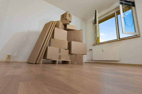 Removal van loaded with sorted recyclable household items