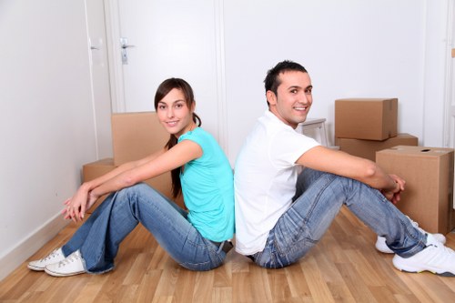 Packed furniture items arranged for local collection