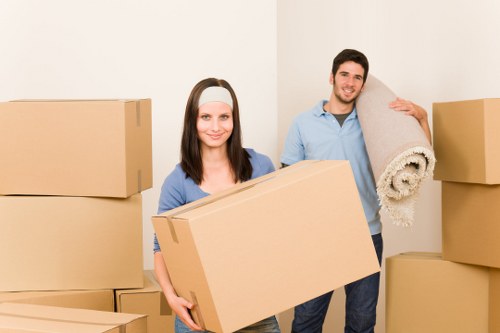 Packed boxes and furniture arranged safely inside a removal van