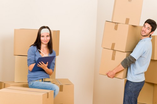 Packed removals van with boxes and furniture for transport